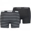 PUMA Lot de 2 Boxers Homme Coton HERITAGE STRIPE Noir