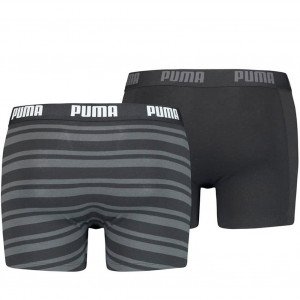 PUMA Lot de 2 Boxers Homme Coton HERITAGE STRIPE Noir