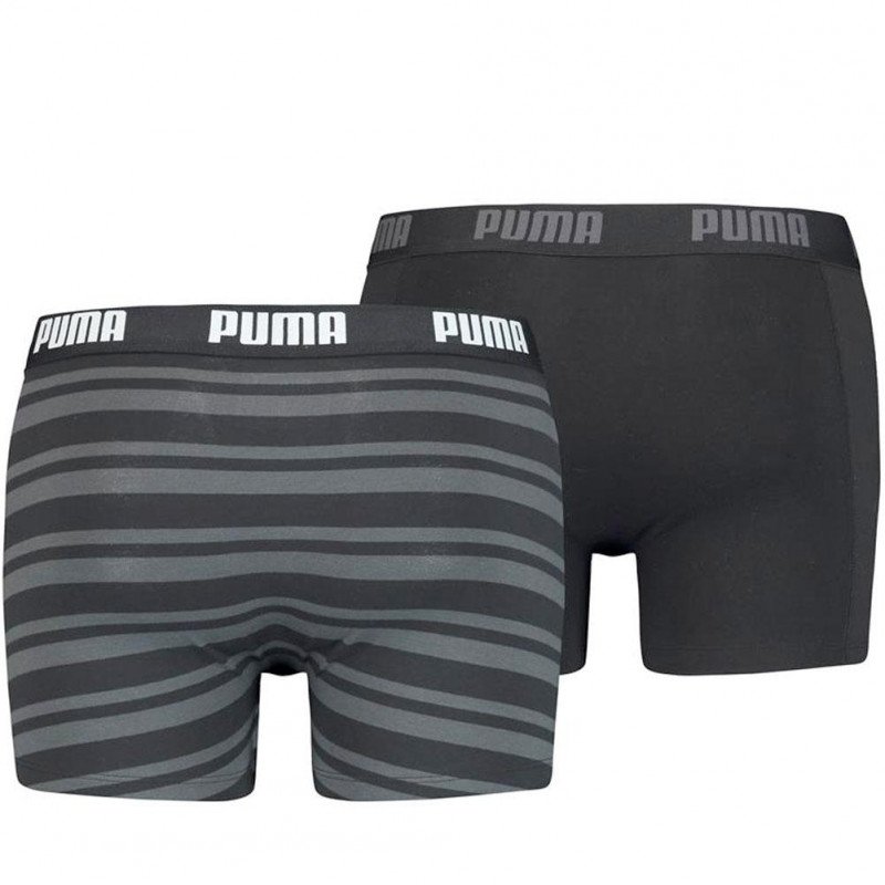 LOT DE 2 Boxer Sous-vêtements Homme HERITAGE STRIPE Noir et Gris