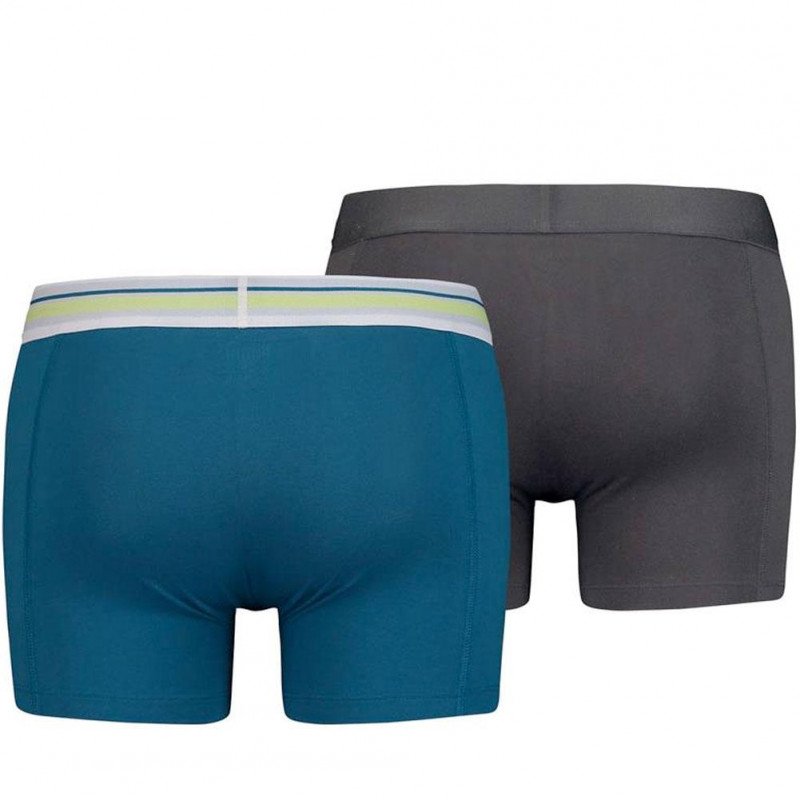 PUMA Lot de 2 Boxers Homme Coton PLACED LOGO Bleu pétrole