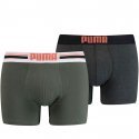 PUMA Lot de 2 Boxers Homme Coton PLACED LOGO Vert army