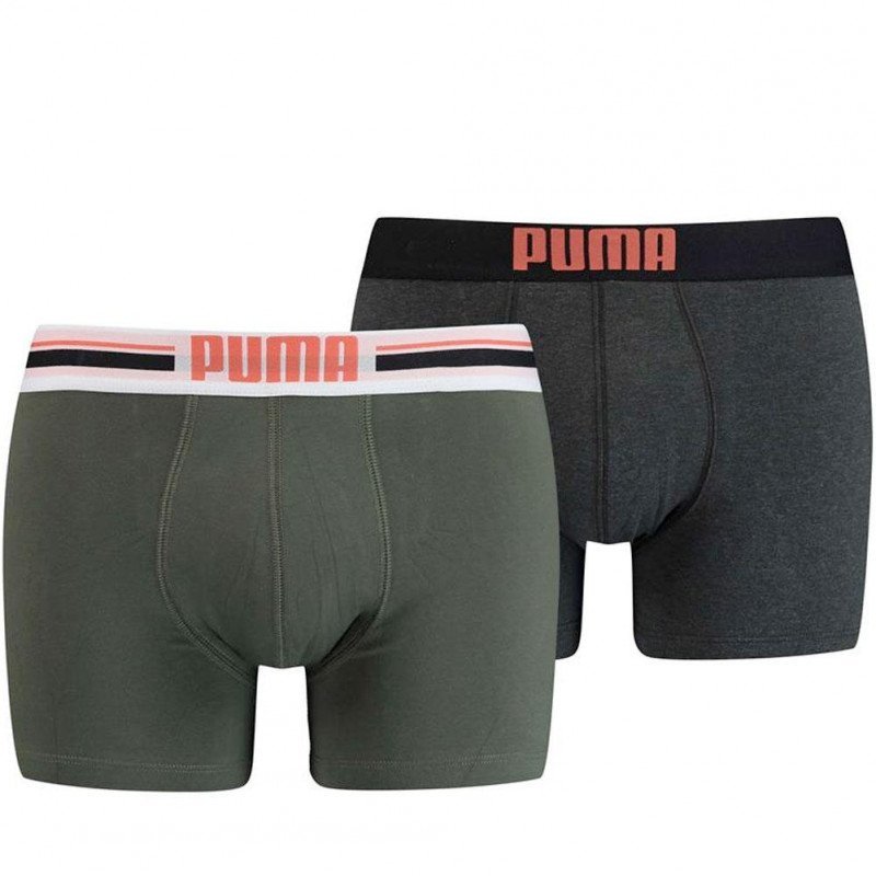 LOT DE 2 Boxer Sous-vêtements Homme PLACED LOGO Vert et Kaki