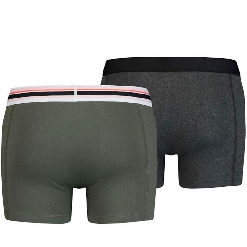 LOT DE 2 Boxer Sous-vêtements Homme PLACED LOGO Vert et Kaki