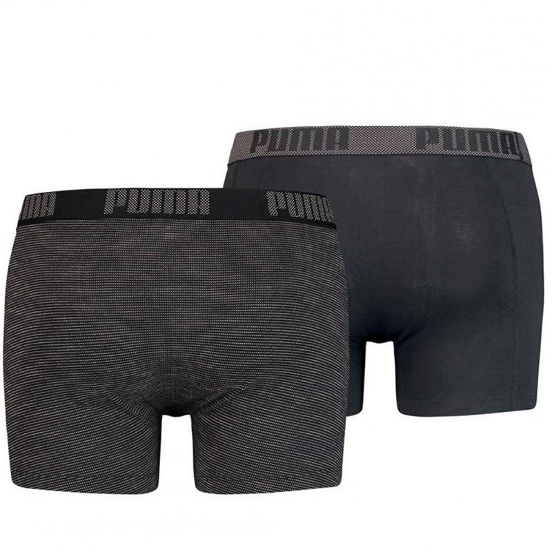 PUMA Lot de 2 Boxers Homme Coton BIRDFEET STRIPE Noir