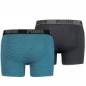 PUMA Lot de 2 Boxers Homme Coton BIRDFEET STRIPE Bleu pétrole