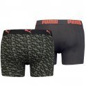 PUMA Lot de 2 Boxers Homme Coton AOP Vert army