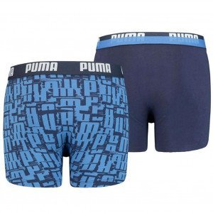 PUMA Lot de 2 Boxers Garçon Coton LOGOAOP Bleu