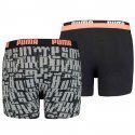 PUMA Lot de 2 Boxers Garçon Coton LOGOAOP Noir Blanc