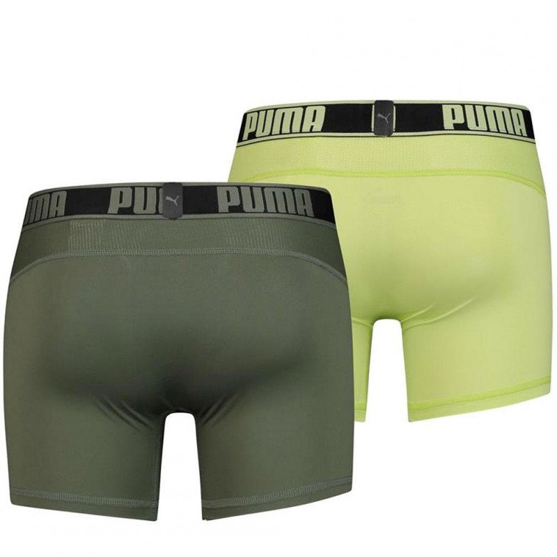 PUMA Lot de 2 Boxers Homme Microfibre ACTIVE UNI Vert army