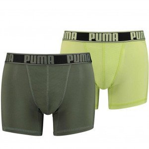 PUMA Lot de 2 Boxers Homme Microfibre ACTIVE UNI Vert army