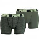 PUMA Lot de 2 Boxers Homme Microfibre ACTIVE RAY Vert army