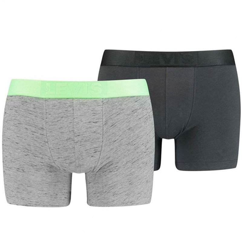 LEVI'S Lot de 2 Boxers Homme Coton INJECTED SLUB Green néon