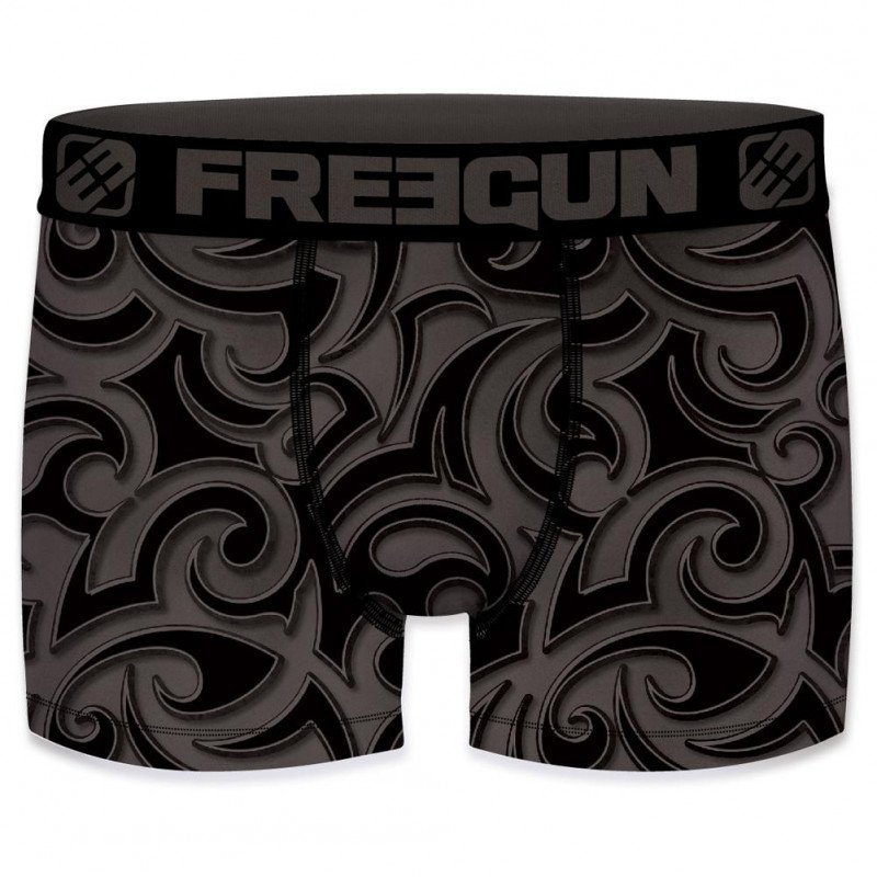 FREEGUN Boxer Homme Microfibre TRI2 Noir Gris PREMIUM