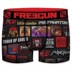 FREEGUN Boxer Homme Microfibre PAT Noir Rouge PREMIUM