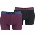 LOT DE 2 Boxer Sous-vêtements Homme HERRINGBONE Bleu et Bordeaux