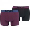 LEVI'S Lot de 2 Boxers Homme Coton HERRINGBONE Bordeaux