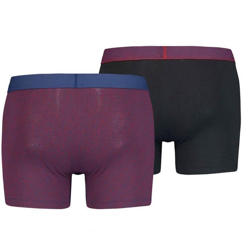 LOT DE 2 Boxer Sous-vêtements Homme HERRINGBONE Bleu et Bordeaux
