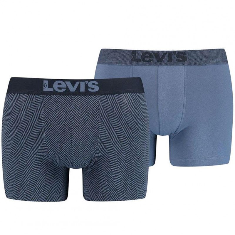 LEVI'S Lot de 2 Boxers Homme Coton HERRINGBONE Bleu