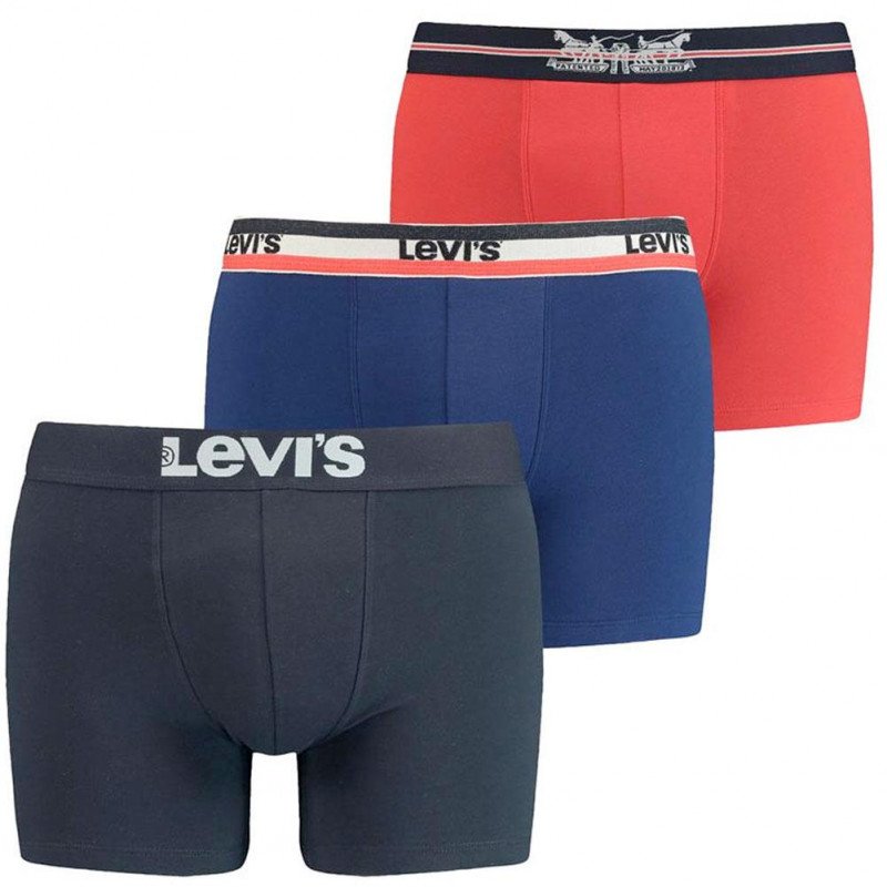 LEVI'S Coffret de 3 Boxers Homme Coton GIFTBOX Bleu rouge