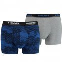 HEAD Lot de 2 Boxers Homme Coton HEXACAMO Bleu Gris