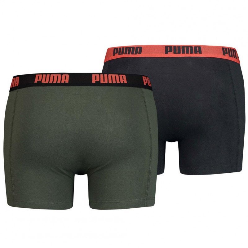 PUMA Lot de 2 Boxers Homme Coton BASIC Vert army