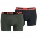 PUMA Lot de 2 Boxers Homme Coton BASIC Vert army