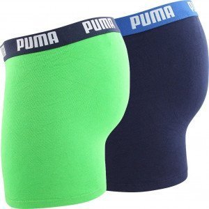 PUMA Lot de 2 Boxers Garçon Coton BASIC Bleu Vert