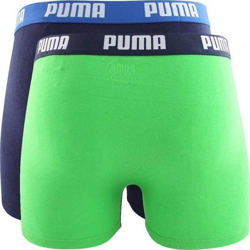 PUMA Lot de 2 Boxers Garçon Coton BASIC Bleu Vert