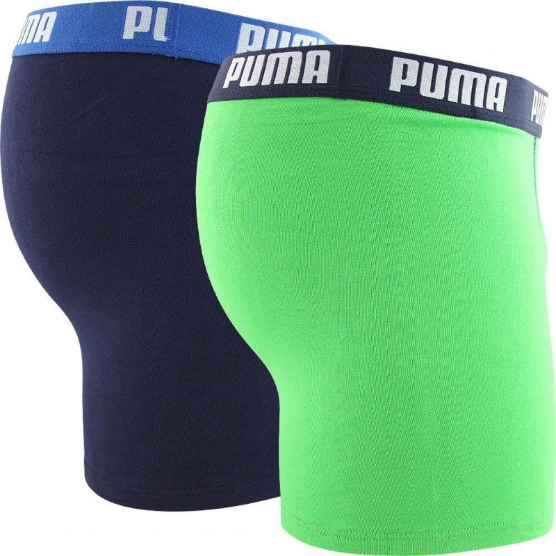 PUMA Lot de 2 Boxers Garçon Coton BASIC Bleu Vert