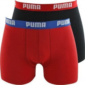 PUMA Lot de 2 Boxers Garçon Coton BASICN Rouge Noir