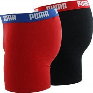 PUMA Lot de 2 Boxers Garçon Coton BASICN Rouge Noir