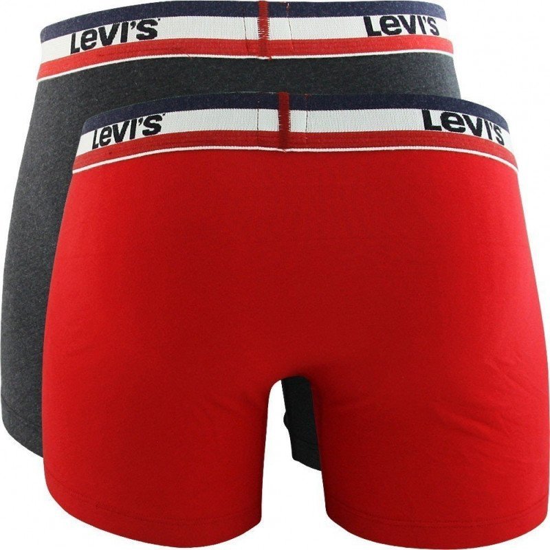 LEVI'S Lot de 2 Boxers Homme Coton SPRTSWR LOGO Rouge Gris