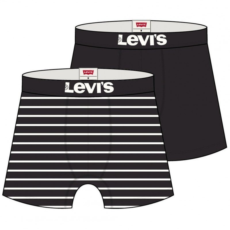 LEVI'S Lot de 2 Boxers Homme Coton VINTAGE STRIPE Noir