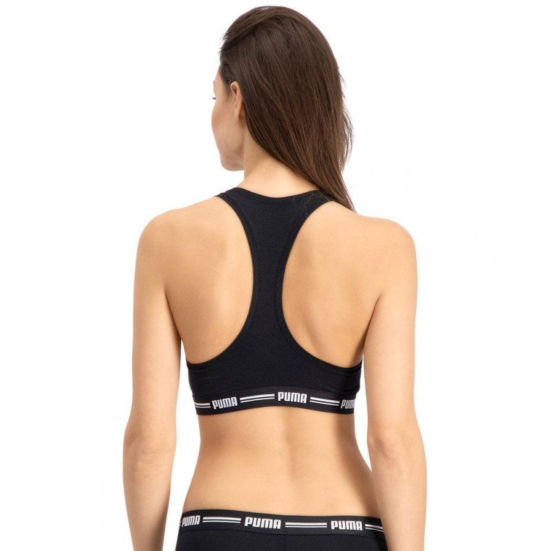 PUMA Brassière Femme Coton ICONICN Noir