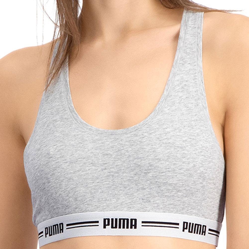 PUMA Brassière Femme Coton ICONICN Souris chiné - Taille XS