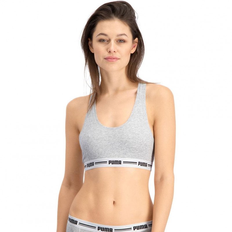 PUMA Brassière Femme Coton ICONICN Souris chiné