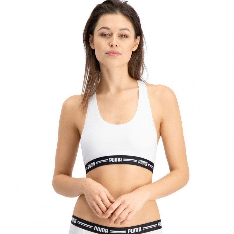 PUMA Brassière Femme Coton ICONICN Blanc