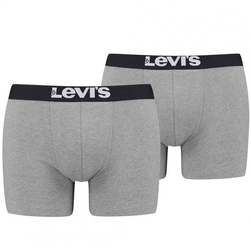 LEVI'S Lot de 2 Boxers Homme Coton SOLIDBASIC Gris mélangé