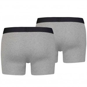 LEVI'S Lot de 2 Boxers Homme Coton SOLIDBASIC Gris mélangé