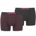 LEVI'S Lot de 2 Boxers Homme Coton VINTAGSTRIPEN Rouge Noir