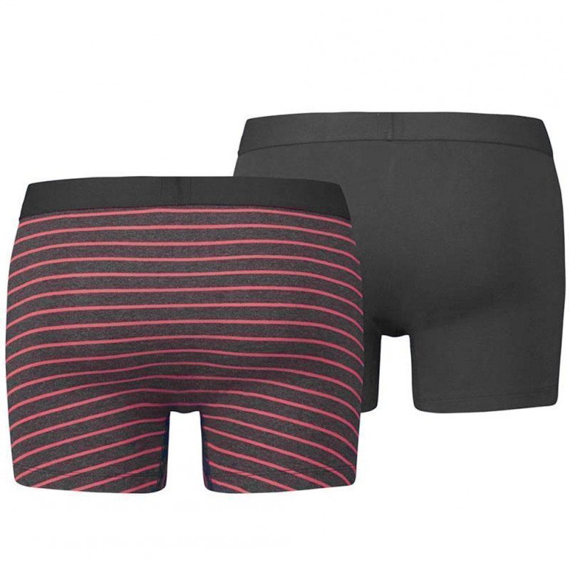 LEVI'S Lot de 2 Boxers Homme Coton VINTAGSTRIPEN Rouge Noir