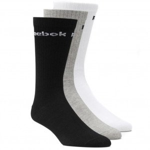 REEBOK Lot de 3 paires de Chaussettes Homme Coton TRAINING Gris Blanc Noir