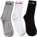 REEBOK Lot de 3 paires de Chaussettes Homme Coton TRAINING Gris Blanc Noir