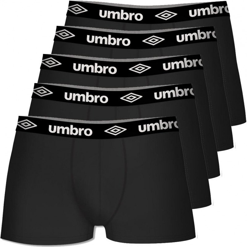 UMBRO Lot de 5 Boxers Homme Coton BCX5CLASS 1 Noir