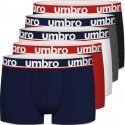 UMBRO Lot de 5 Boxers Homme Coton BCX5CLASS 5 Marine Rouge Blanc Gris Noir