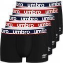 UMBRO Lot de 5 Boxers Homme Coton BCX5CLASS 8 Noir ceinture Bleu Rouge
