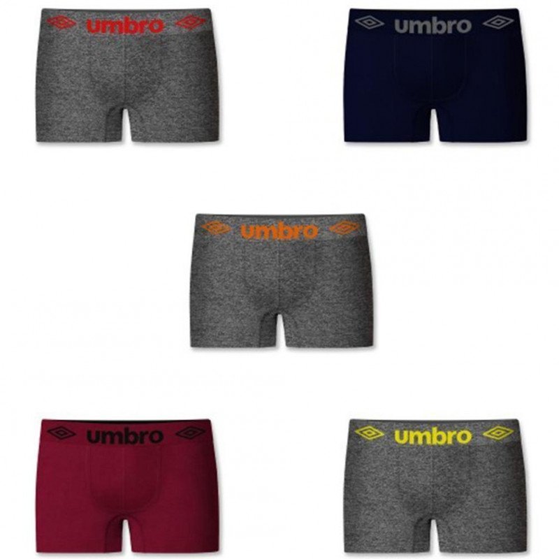 UMBRO Lot de 5 Boxers Homme sans couture BSX5 Gris Marine Gris Rouge Gris