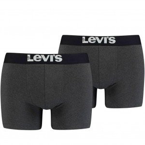 LEVI'S Lot de 2 Boxers Homme Coton SOLIDBASIC Anthracite