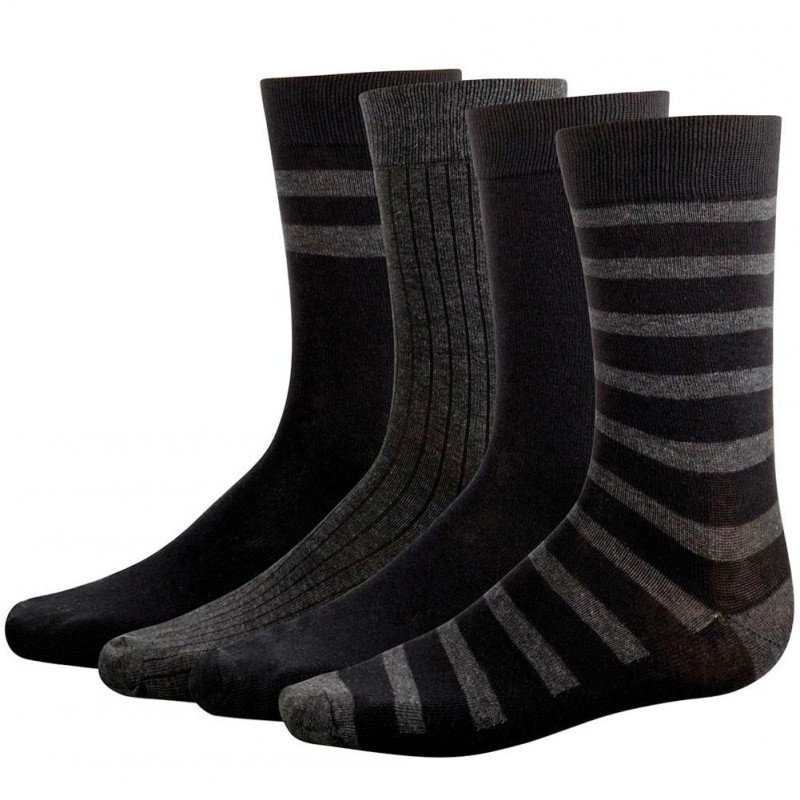 DIM Lot de 4 paires de Chaussettes Homme MicroCoton ECODIM MODE Noir Gris