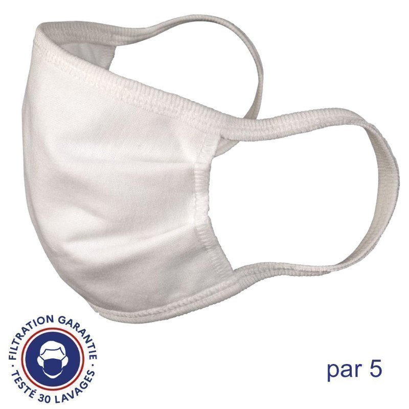LOT DE 5 Masque Masques Mixte BARRIERE Blanc et Uni
